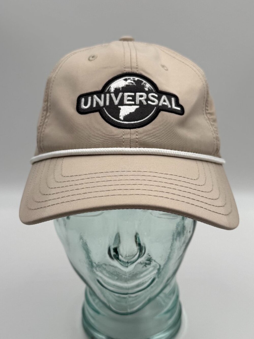 Universal Studios Globe Logo Patch Hat One Size Adjustable Strapback Cap Beige
